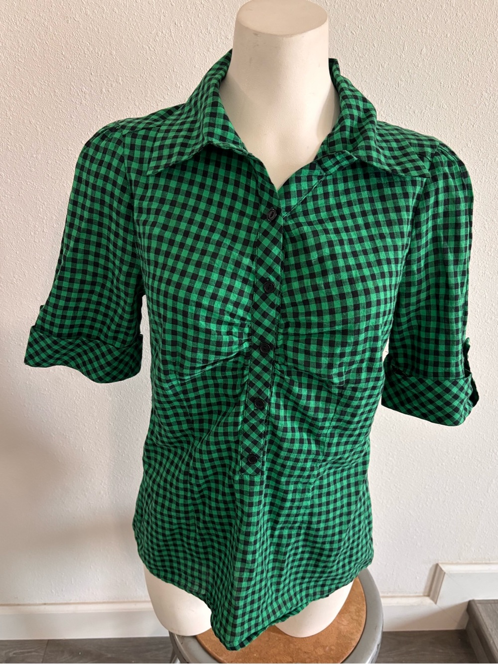 Sam & Max Green Gingham Top